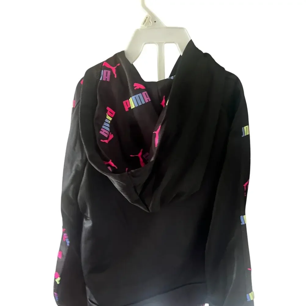 Puma Jogger Set Size 5 Black Neon Multicolored Hooded Set Full front Zip